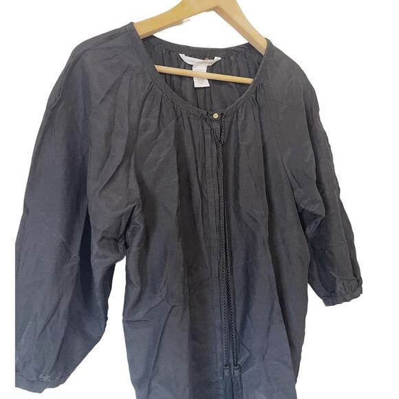 Diane Von Furstenberg Paeden Silk Cotton Blouse in Black Size 2 - Picture 3 of 9